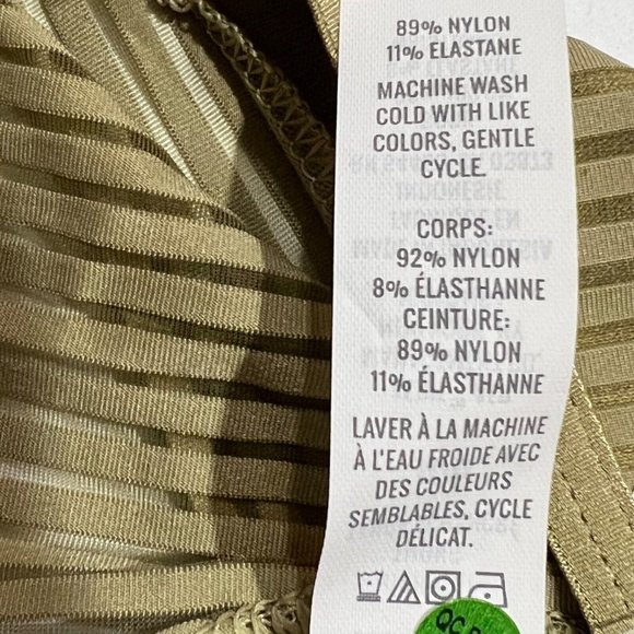 NWT AERIE High Cut Thong Sz M Olive Green Sheer Stripe - Picture 3 of 4